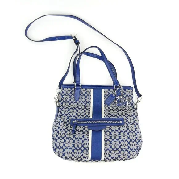Coach Signature Navy Foldover Crossbody F27024 - Picture 1 of 16